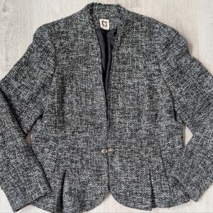 Anne Klein Women's Gray Tweed Fully Lined Blazer Size 16